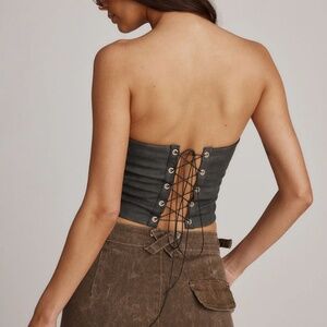 Faux Leather Black Tube Top